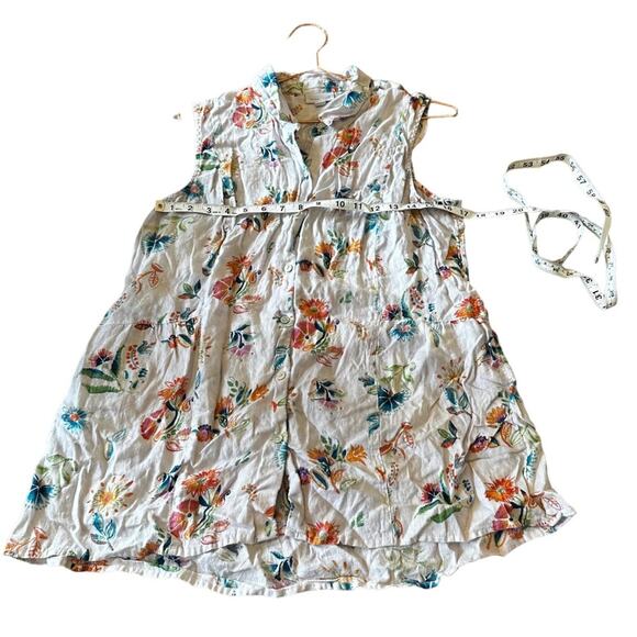 JJill love linen floral print button down sleeveless top. Women’s large petite - Picture 5 of 6